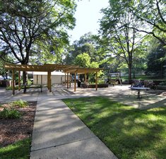 View of a walking path on friendship manor property